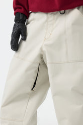 Pantalones de nieve de trabajo holgados de color beige estilo Oxford para mujer